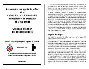 Les calepins des agents de police et la Loi sur l'accès à l'information ...