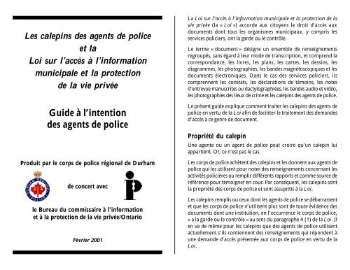 Les calepins des agents de police et la Loi sur l'accès à l'information