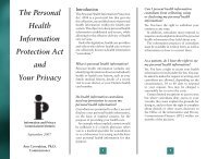 The Personal Health Information Protection Act and Your Privacy