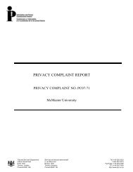 privacy complaint report - Information and Privacy Commissioner of ...