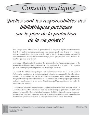 Quelles sont les responsabilités des bibliothèques publiques sur le ...