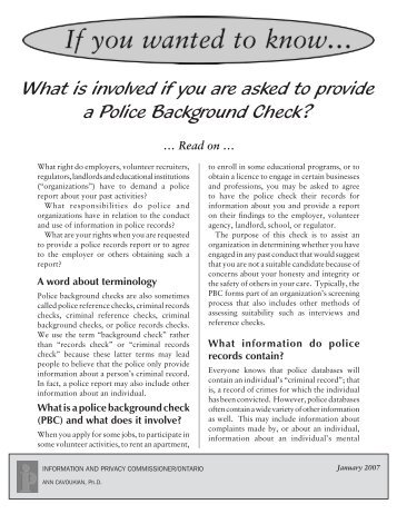 Police Background Check - Information and Privacy Commissioner ...