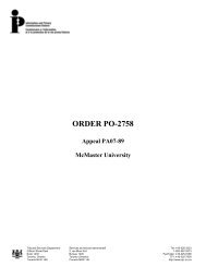 ORDER PO-2758 - Information and Privacy Commissioner of Ontario