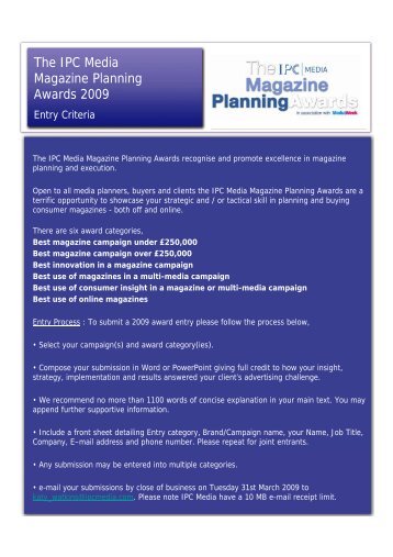 The IPC Media Magazine Planning Awards 2009 - IPC | Advertising