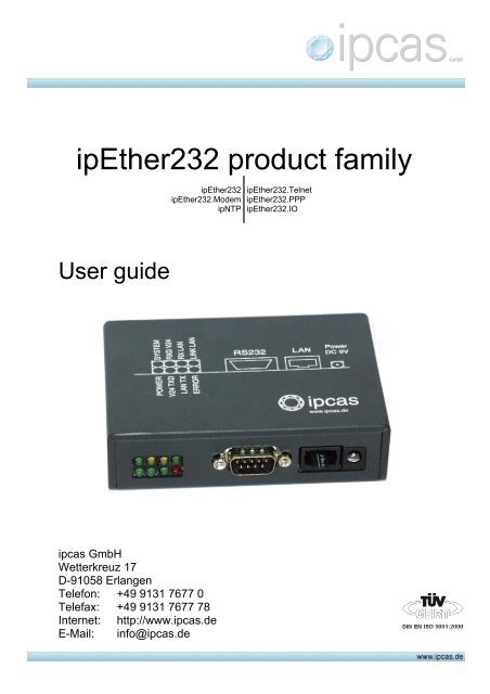 Userguide for ipEther232 the Serial-(RS232)/Ethernet ... - ipcas
