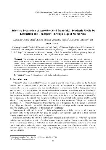 Selective Separation of Ascorbic Acid from (bio) Synthesis ... - ipcbee