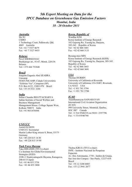 List of Participants - IPCC - Task Force on National Greenhouse ...