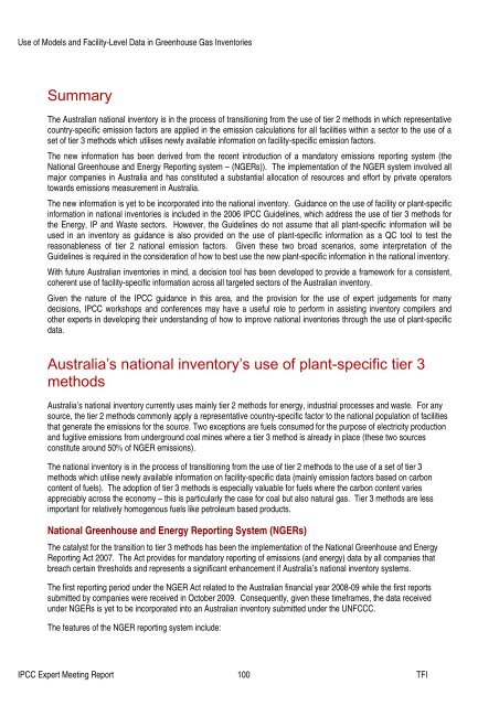 Use of Models and Facility-Level Data in Greenhouse Gas Inventories