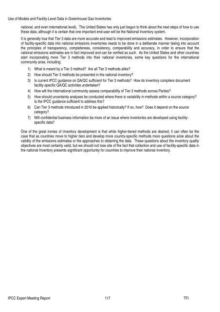 Use of Models and Facility-Level Data in Greenhouse Gas Inventories