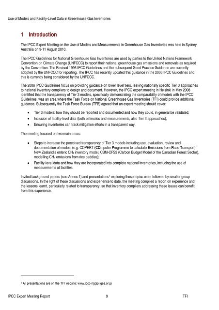 Use of Models and Facility-Level Data in Greenhouse Gas Inventories