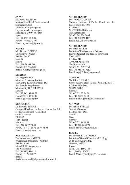 list of participants - IPCC - Task Force on National Greenhouse Gas ...