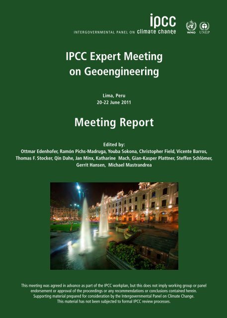 IPCC Expert Meeting on Geoengineering