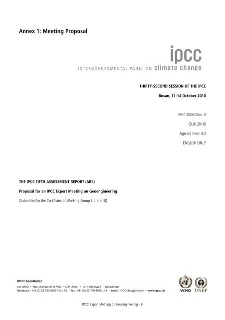 IPCC Expert Meeting on Geoengineering