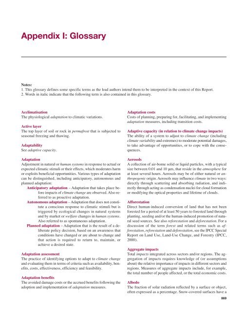 Appendix I: Glossary - IPCC
