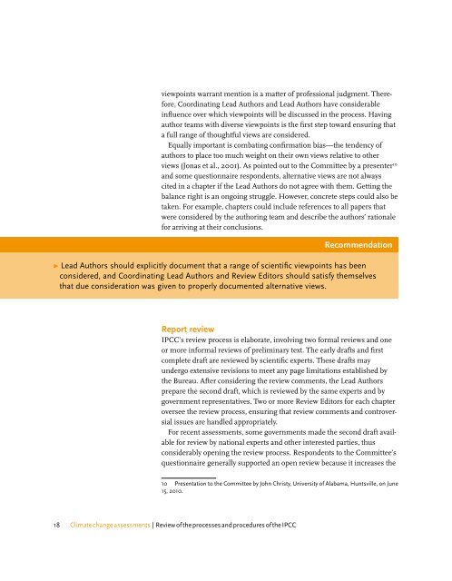 Climate change assessments Review of the processes and ...