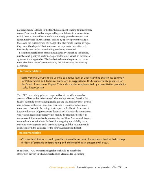 Climate change assessments Review of the processes and ...