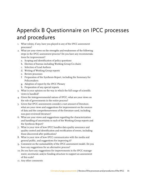 Climate change assessments Review of the processes and ...