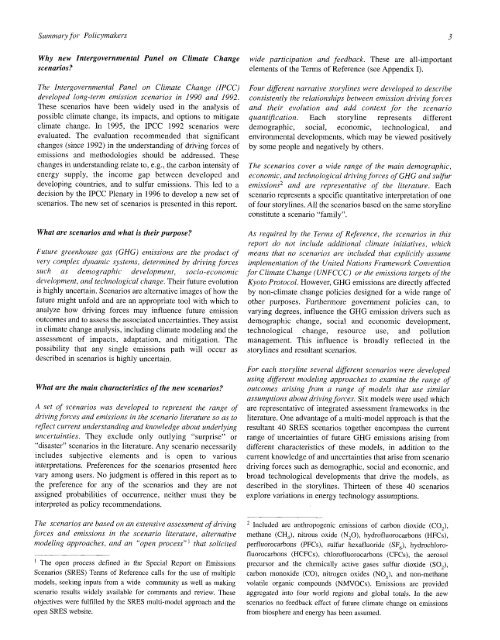 Emissions Scenarios - IPCC