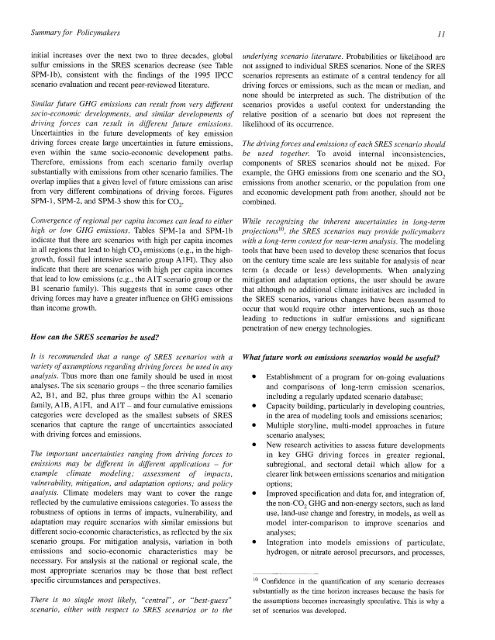 Emissions Scenarios - IPCC