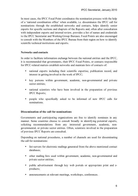 Guidance document for IPCC Government Focal Points on the ...