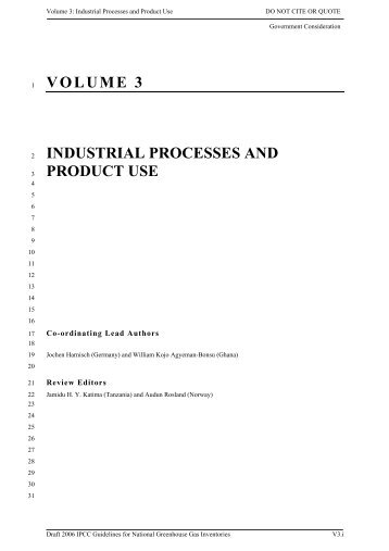 VOLUME 3 INDUSTRIAL PROCESSES AND PRODUCT USE - IPCC