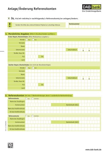 Anlage/Änderung Referenzkonten - DAB bank AG