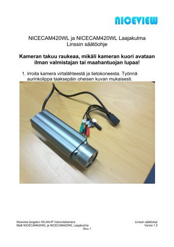 NICECAM420WL ja NICECAM420WL Laajakulma ... - iPCMAX.com