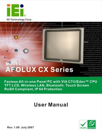 AFOLUX CX Series Flat Panel PC User Manual - iPCMAX.com