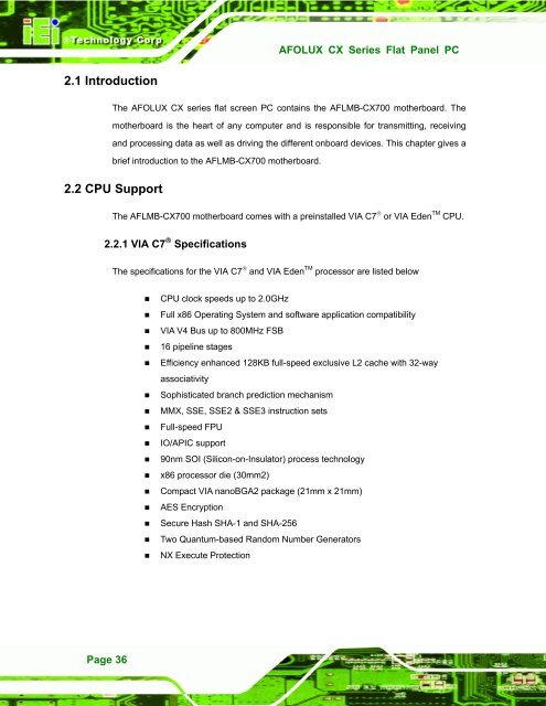 AFOLUX CX Series Flat Panel PC User Manual - iPCMAX.com