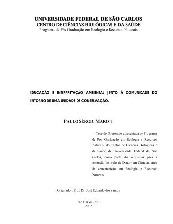 EDUCAÇÃO E INTERPRETAÇÃO AMBIENTAL JUNTO À ... - UFMT