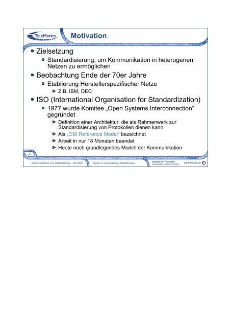 Kommunikation und Datenhaltung 4. Geschichtete Architekturen