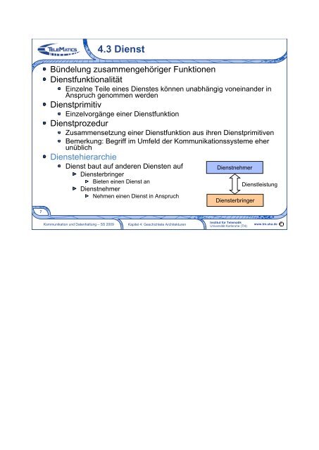 Kommunikation und Datenhaltung 4. Geschichtete Architekturen