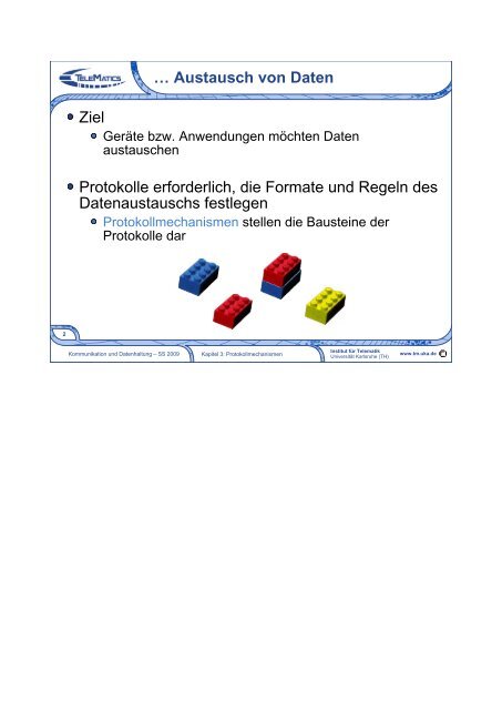 Kommunikation und Datenhaltung 3. Protokollmechanismen