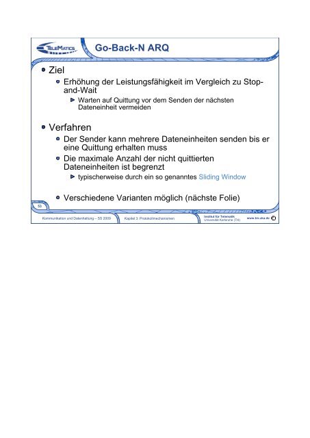 Kommunikation und Datenhaltung 3. Protokollmechanismen