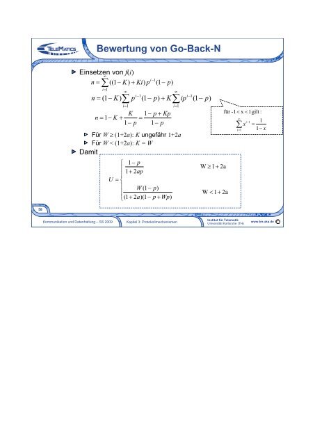 Kommunikation und Datenhaltung 3. Protokollmechanismen