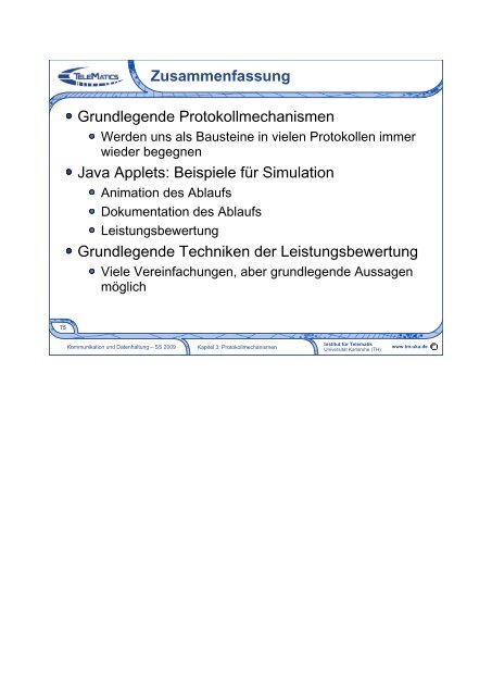 Kommunikation und Datenhaltung 3. Protokollmechanismen