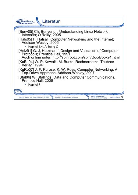 Kommunikation und Datenhaltung 3. Protokollmechanismen