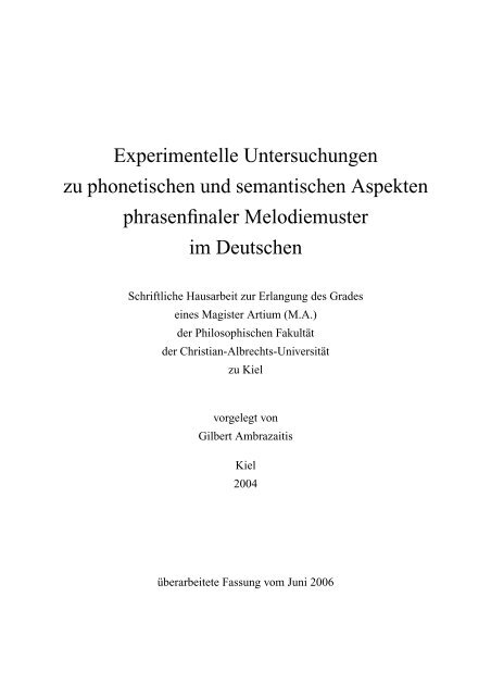 Experimentelle Untersuchungen zu phonetischen und semantischen