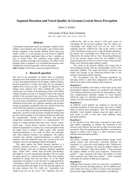 Segment Duration and Vowel Quality in German Lexical Stress ...