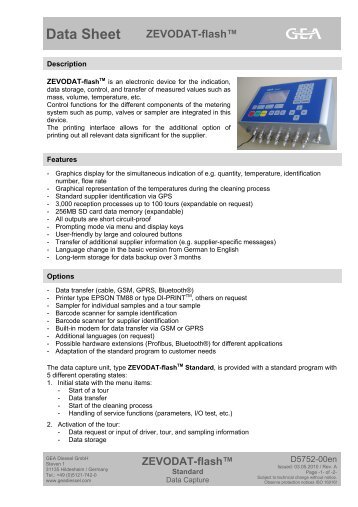 Data Sheet Zevodat-flash - GEA Diessel