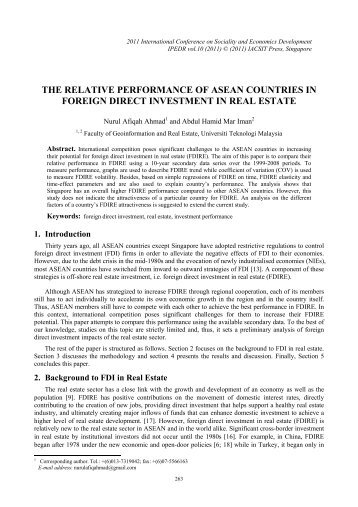 the relative performance of asean countries in foreign direct ... - ipedr