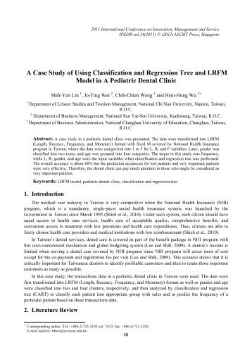 A Case Study of Using Classification and Regression Tree ... - ipedr