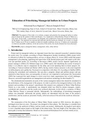 Education of Prioritizing Managerial Indices in Urban Projects - ipedr