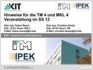 Ankündigung Anmeldung MKL4 Workshop und ... - IPEK - KIT