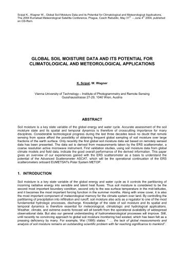 global soil moisture data and its potential for climatological and ...