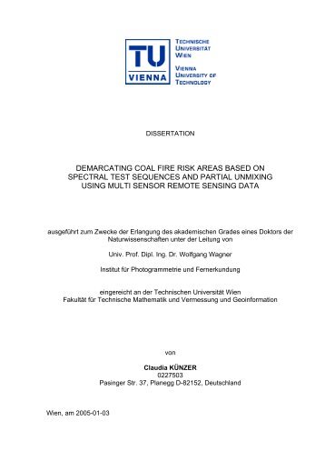 demarcating coal fire risk areas based on spectral test sequences ...