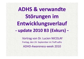 ADHS & verwandte StÃ¶rungen im Entwicklungsverlauf