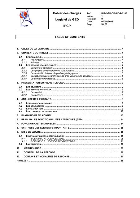 cahier des charges fonctionnel - Institut de Physique du Globe de ...