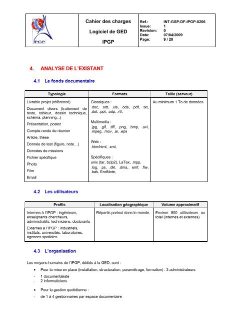 cahier des charges fonctionnel - Institut de Physique du Globe de ...