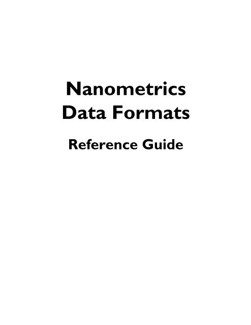 Nanometrics Data Formats Reference Guide